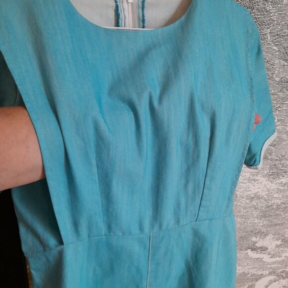 Amish Mennonite Cape Dress Nursing Mother Prairie 34.5"B 31"W Stretch Denim - Picture 6 of 10